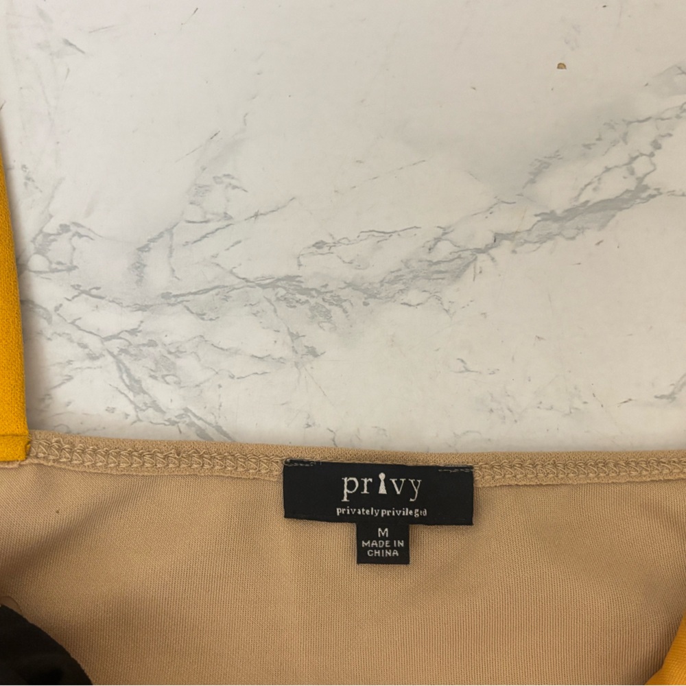 Privy  Colorblock Spaghetti Strap Dress M Whimsigoth Yellow Black Pullover - Picture 5 of 7